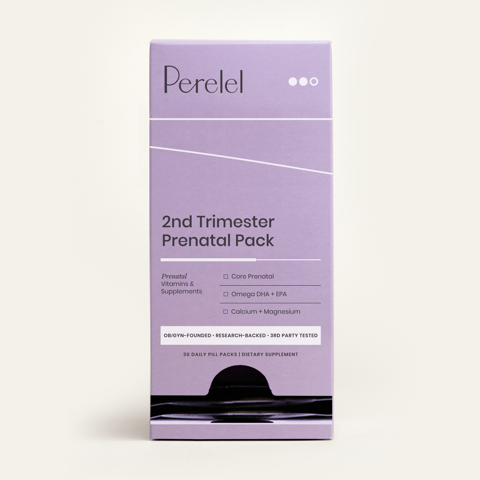 Perelel 2nd Trimester Prenatal Pack box on a white background